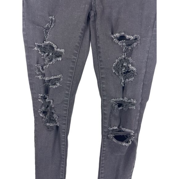 American Eagle Next Level Stretch Black Distressed Jeans Size 2 Short - Picture 7 of 13